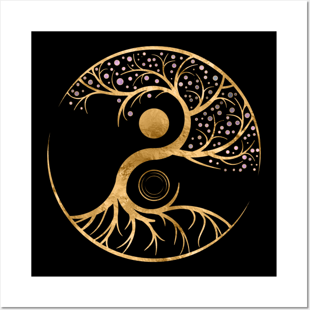 Yin Yang Tree of life - Fluorite and Gold Wall Art by Nartissima